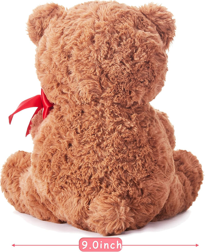 IKASA Teddybär Kuscheltier Liebes Plüschtier mit Schleife für Valentinstag, süsser 27cm Plüsch mit R