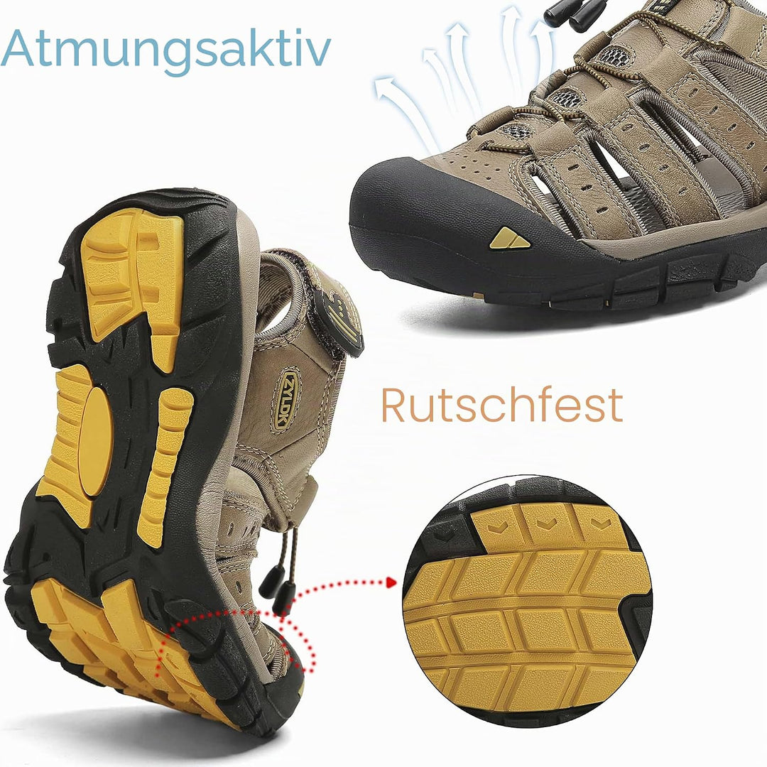 Herren Leder Sandalen Sport Outdoor Trekkingsandalen Atmungsaktive Leichte Wandersandalen Männer Som