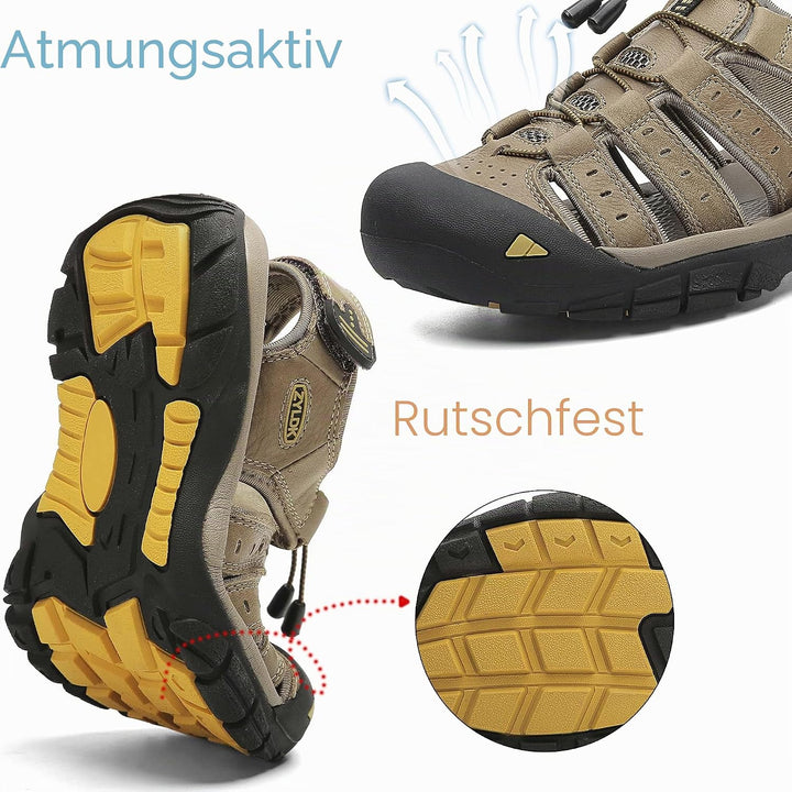 Herren Leder Sandalen Sport Outdoor Trekkingsandalen Atmungsaktive Leichte Wandersandalen Männer Som