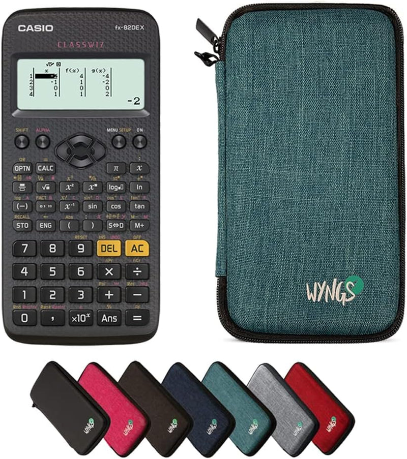 CALCUSO Sparpaket: Casio FX-82DE X technisch-wissenschaftlicher Taschenrechner + WYNGS Schutztasche