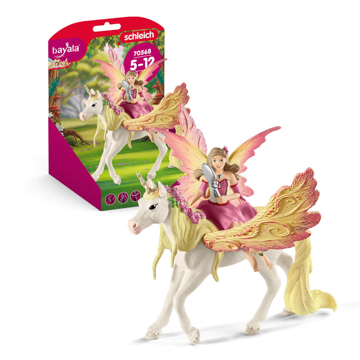 schleich BAYALA 70568 Fee Feya und Einhorn Pegasus Spielset, Magisches Fantasie Einhorn mit Flügel u