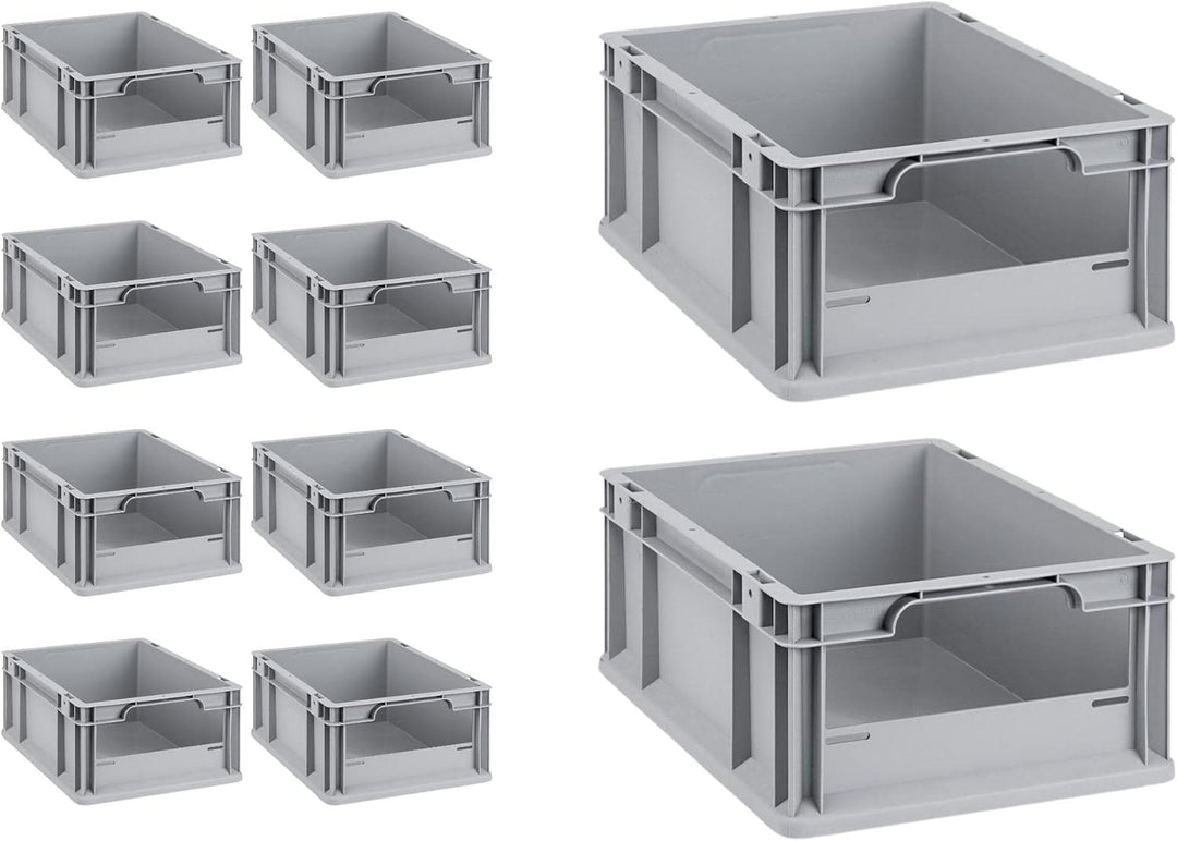 Mega Deal | 10x Proregal Eurobox NextGen Insight | Front offen | HxBxT 17x30x40 cm | Grau HxBxT 17x3
