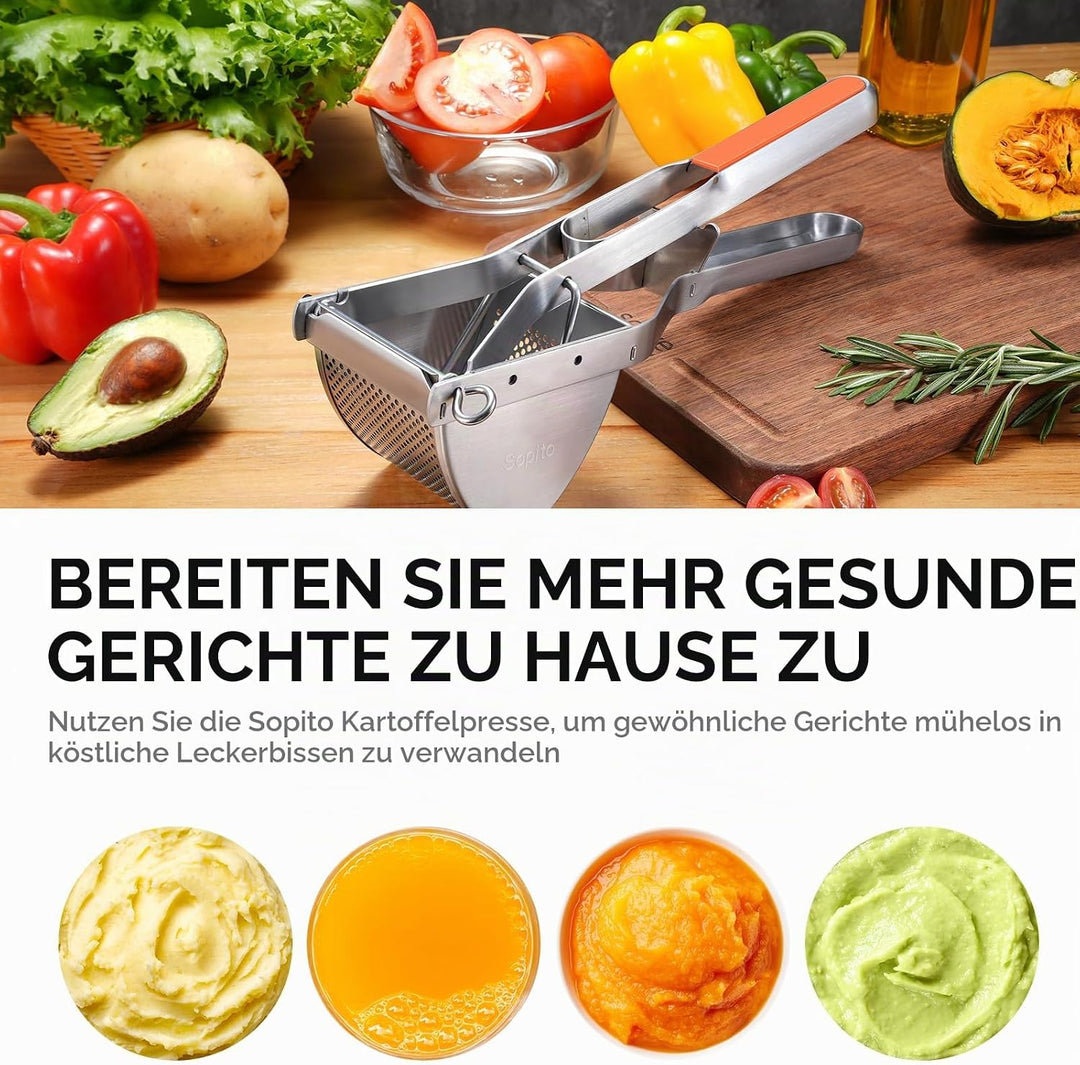 Kartoffelpresse, Sopito Kartoffelpresse Edelstahl Essen Obst und Gemüse kartoffelstampfer für Cremig