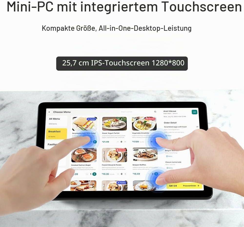Mini PC Computer Mini Computer Deko 10,1 Zoll Win 11 Pro N5095, mini-pc mit Touchscreen 8GB RAM, 128