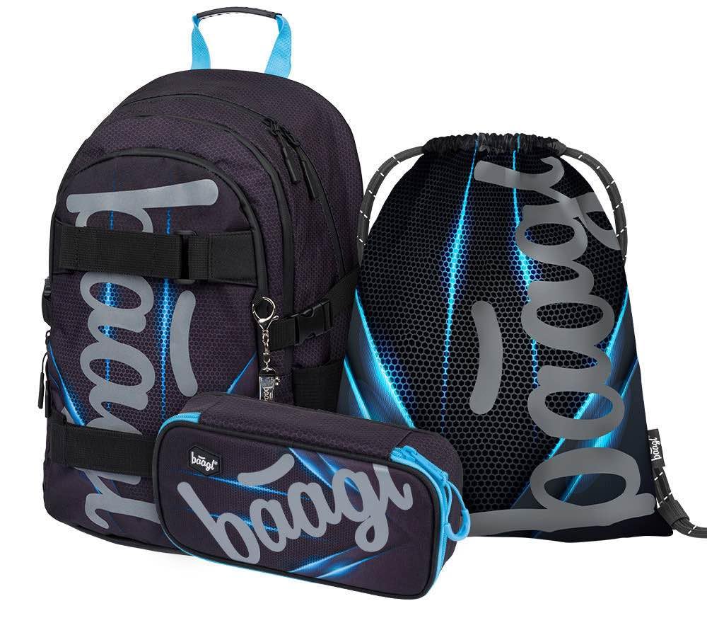 Baagl Schulrucksack Set Jungen Mädchen 3 Teilig, Schultasche ab 3. Klasse, Grundschule Ranzen mit Br