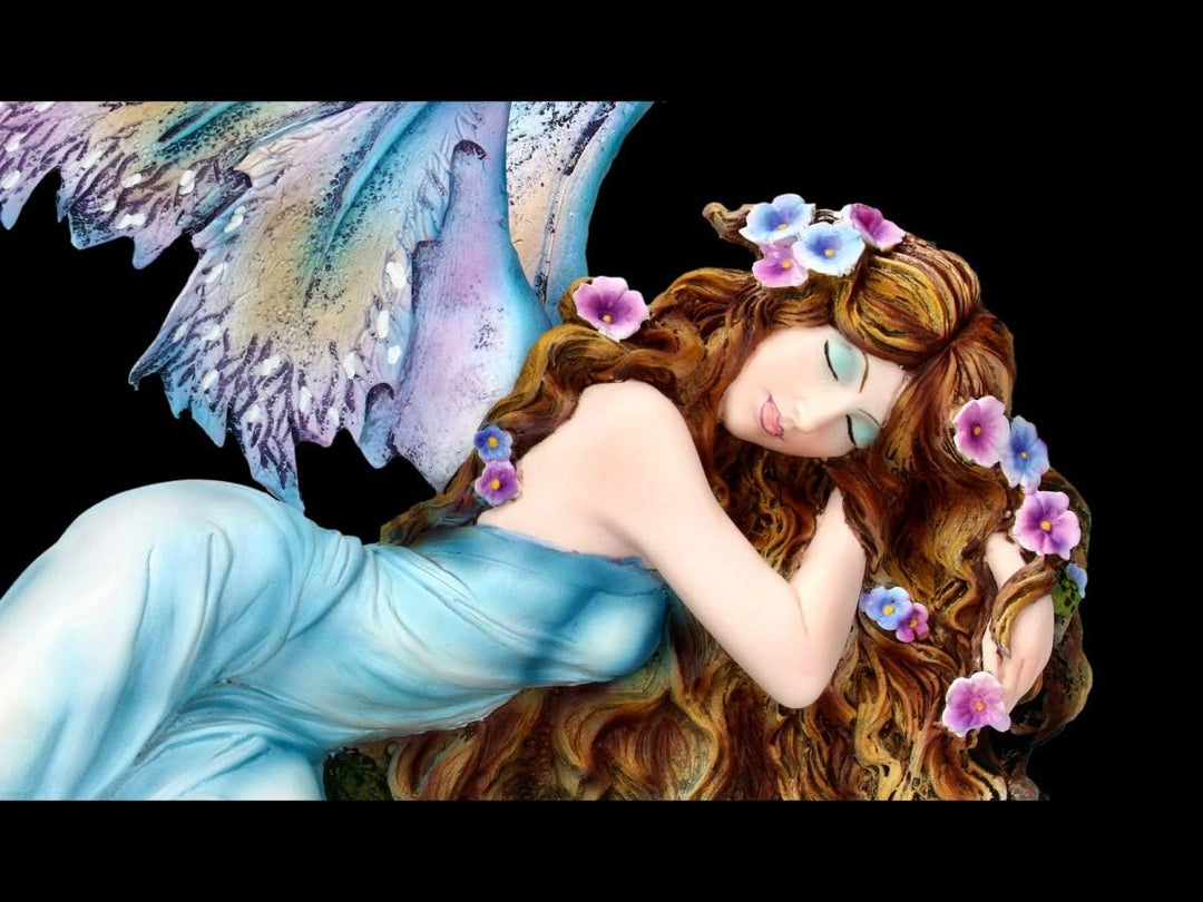 Elfen Fantasy Figur - Shila schläft auf Baumstumpf | Fee, Fairy, Engel, Deko-Figur, Deko-Artikel, St
