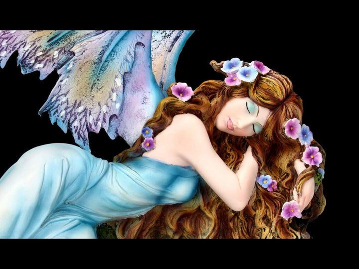 Elfen Fantasy Figur - Shila schläft auf Baumstumpf | Fee, Fairy, Engel, Deko-Figur, Deko-Artikel, St