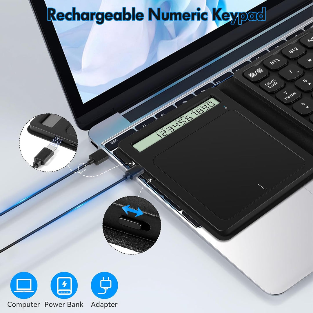 Bluetooth Numpad, Luckits Tragbar Ziffernblock kabellos mit Display & Touchpad-Rechner 23 Tasten Fal