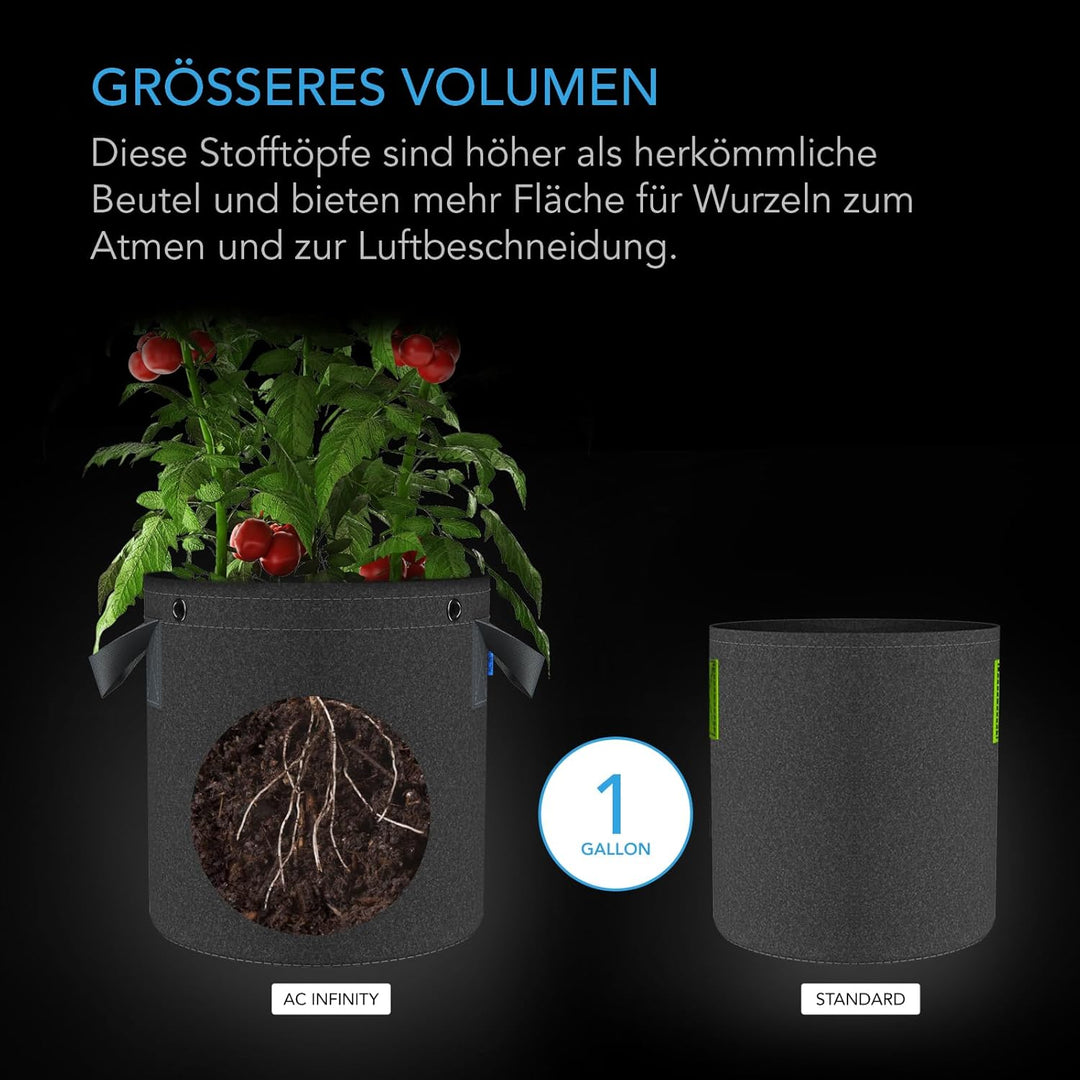 AC Infinity Stofftöpfe 37,9 Liter – 5er-Pack hochbelastbar 10 Gallon, 10 Gallon