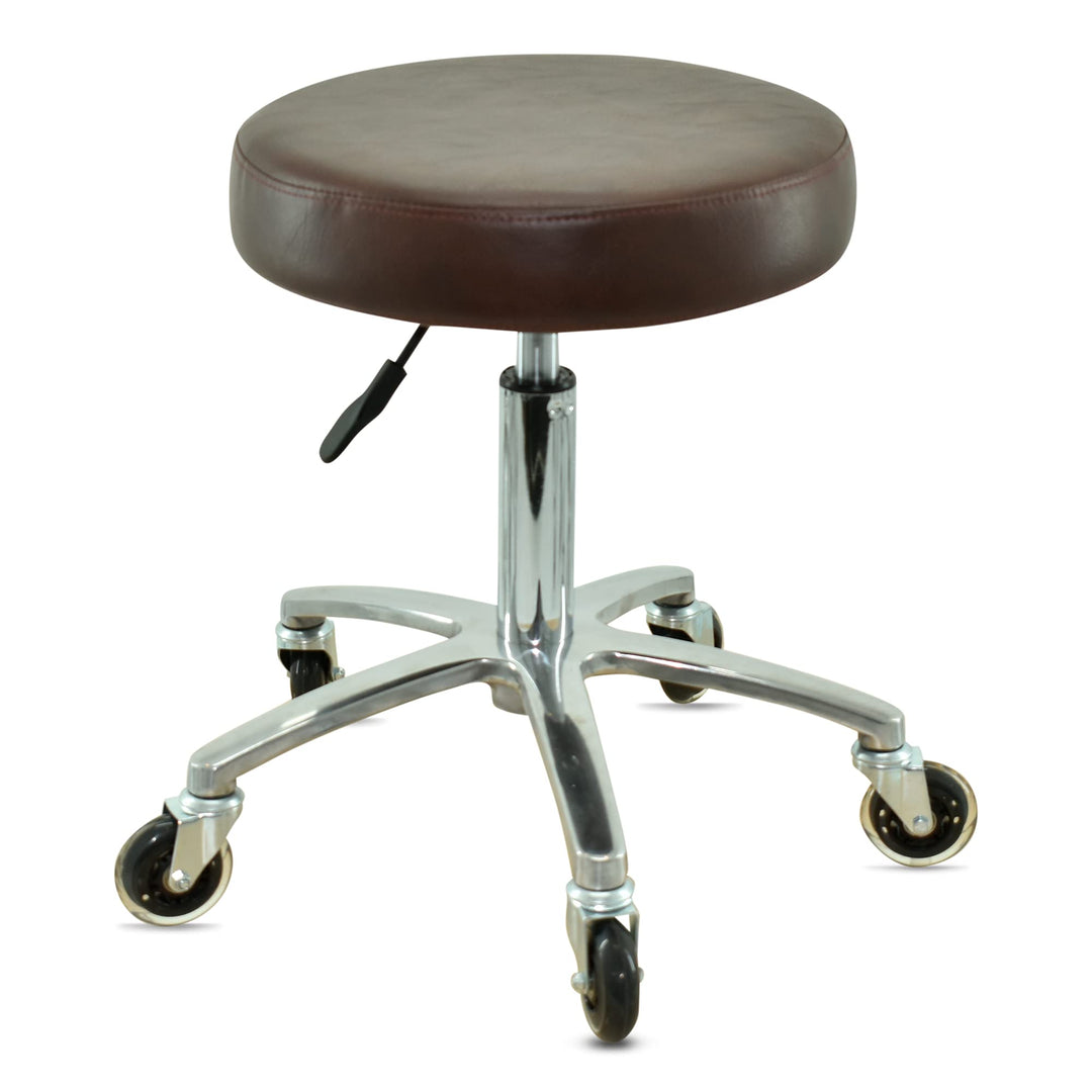 VAKON SALON - Premium Rollhocker braun höhenverstellbar von 50 bis 65 cm - Rundsitz- Drehhocker Arbe