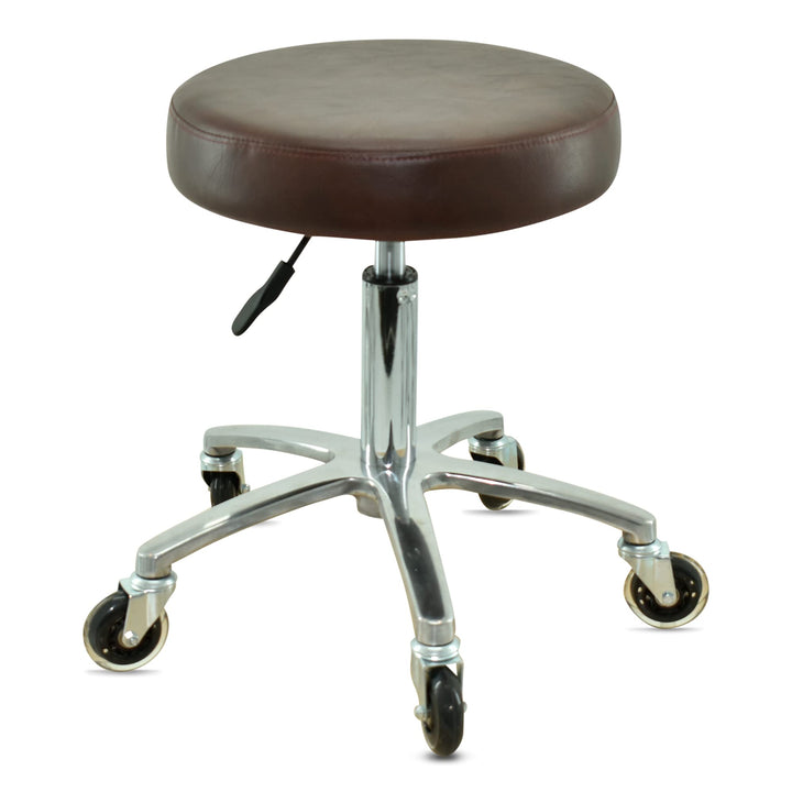 VAKON SALON - Premium Rollhocker braun höhenverstellbar von 50 bis 65 cm - Rundsitz- Drehhocker Arbe