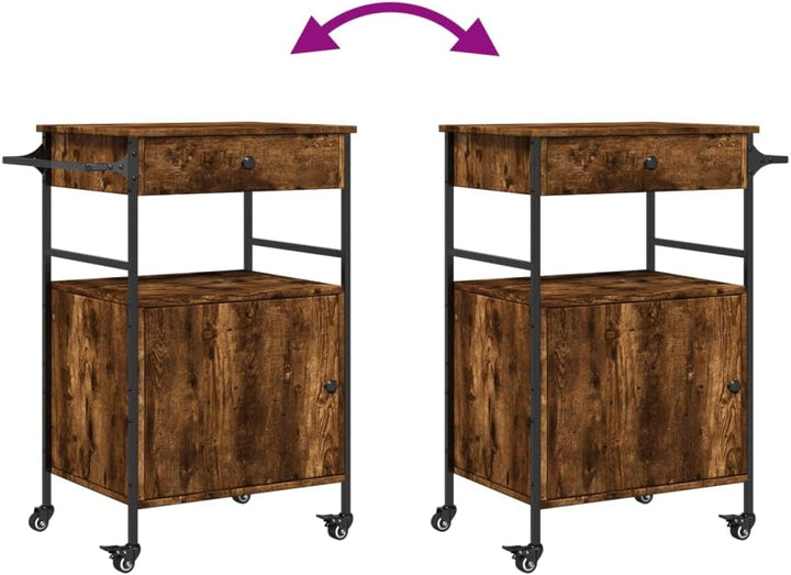 vidaXL Küchenwagen Räuchereiche 56x43x89,5 cm Holzwerkstoff, Räuchereiche