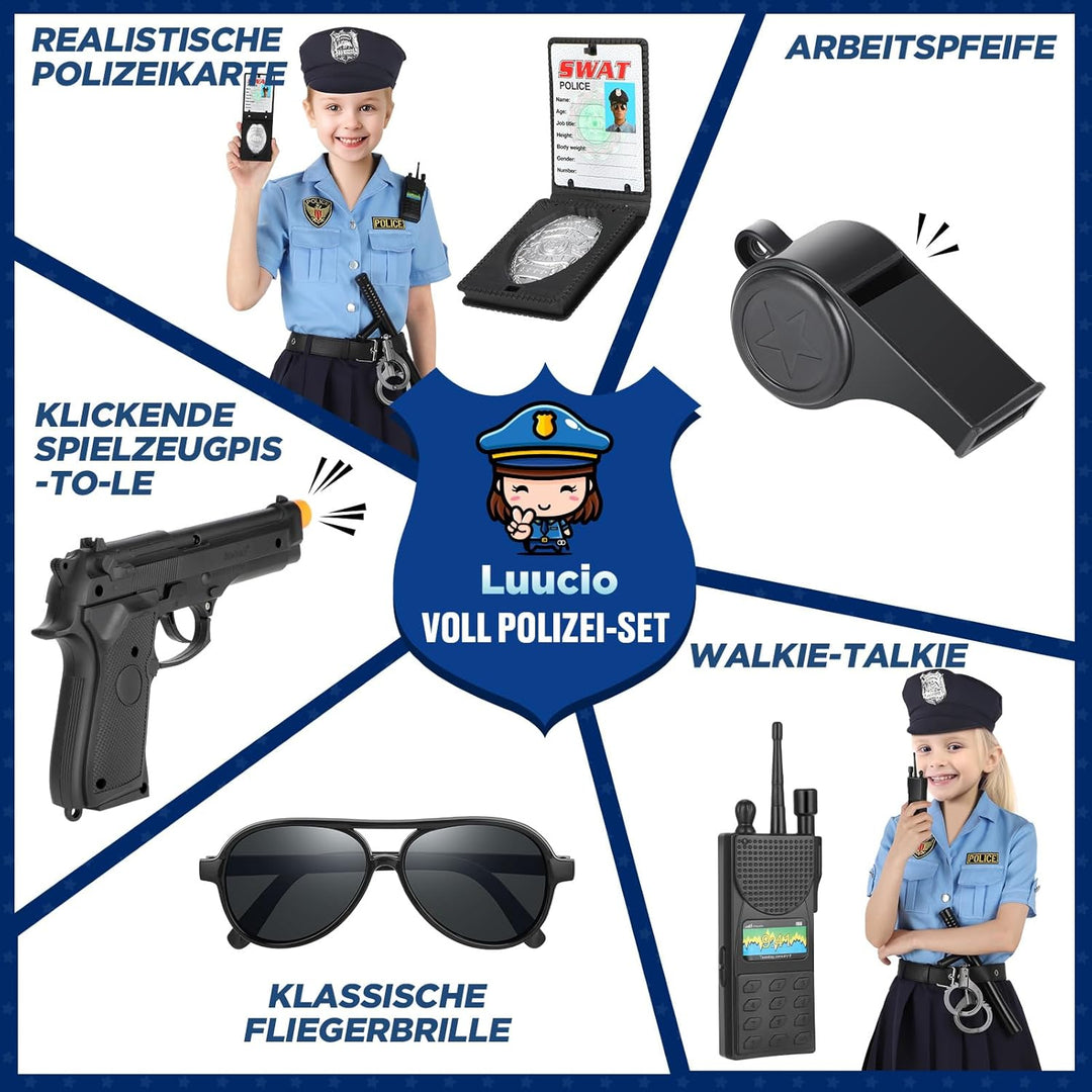 INNOCHEER Polizei Kostüm Kinder, Polizei Kostüm für Kinder, Polizei Spielzeug für Kinder Jungen Hall