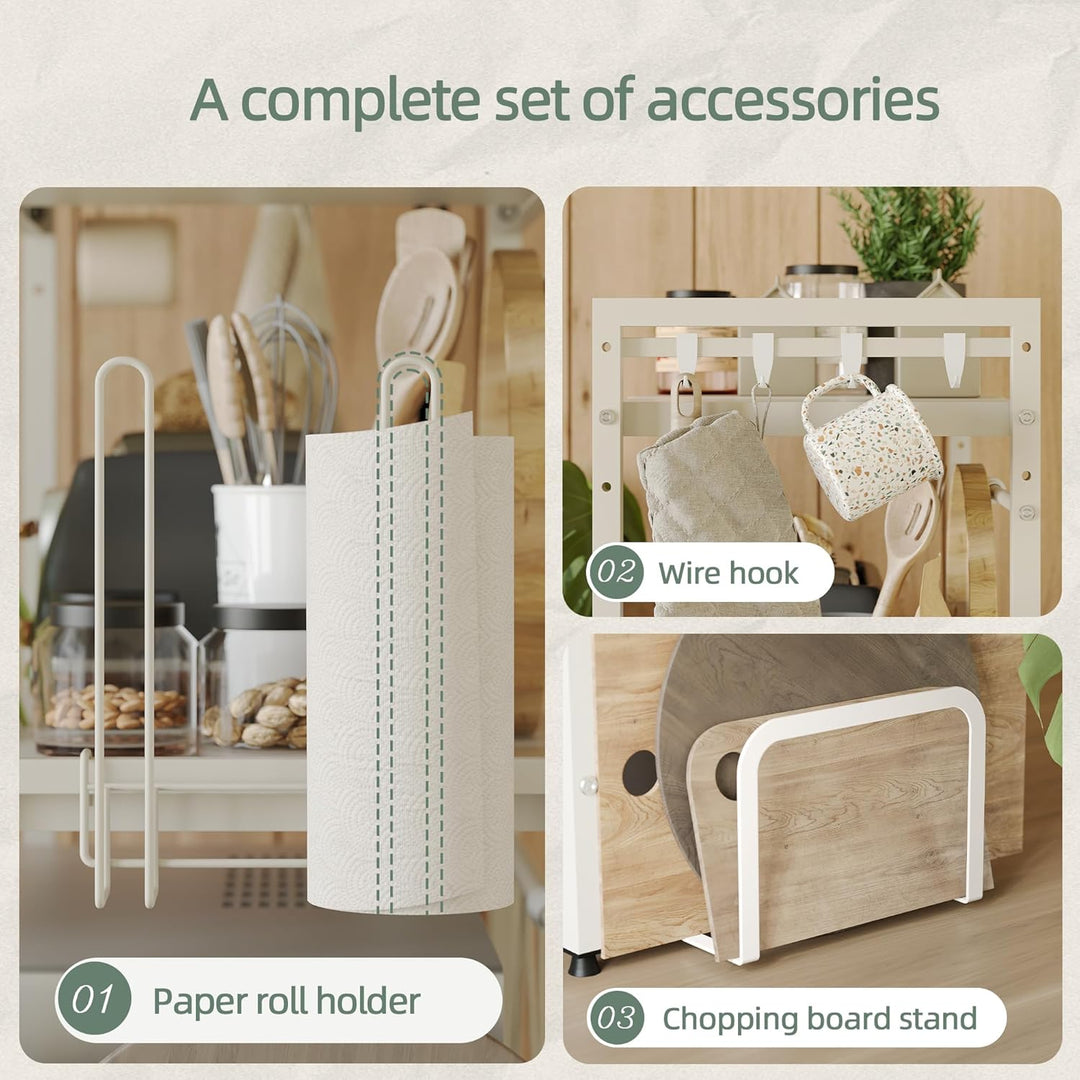 NETEL Mikrowellen Ständer 2 Stufiges Mikrowellen Halter Organizer mit Haken, Rollen Schneidebrett Ha