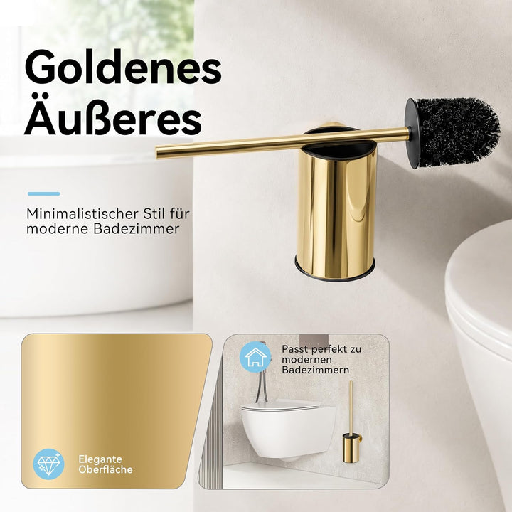 bgl Wandhalterung für WC-Bürste aus Edelstahl, rund Gold, Gold