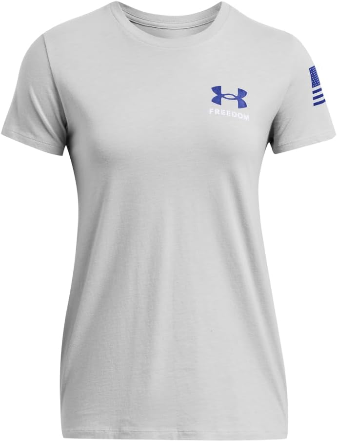 Under Armour Damen New Freedom Banner T-Shirt S (011) Mod Gray Medium Heather / Royal, S (011) Mod G