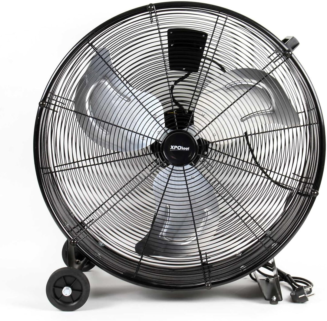 Wiltec Trommelventilator 60 cm 180 W Bodenventilator mit Kabel und Räder, 3 Geschwindigkeitsstufen,