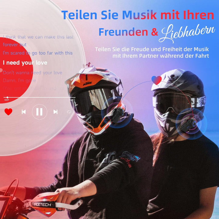 Moman Motorrad Headset Intercom, CP-E Motorradhelm Kommunikationssystem für 6 Fahrer mit 2000M HiFi-