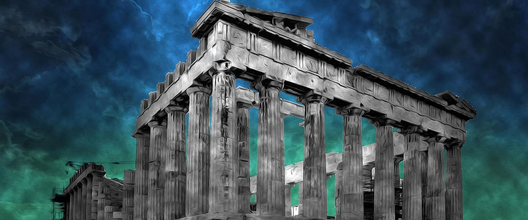 Glasbild Panorama | Wandbild aus Echtglas | Propyläe von Akropolis in Athen | 120x50 cm | inkl. Aufh