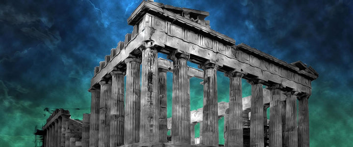 Glasbild Panorama | Wandbild aus Echtglas | Propyläe von Akropolis in Athen | 120x50 cm | inkl. Aufh