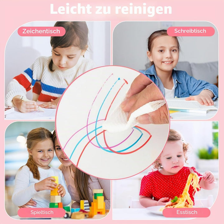 LIFEZEAL Kindertisch mit 4 Stühlen, Höhenverstellbare Kindertischgruppe, Plastik Kindermöbel für Kin