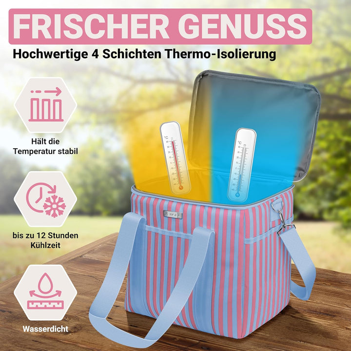 HOEL Kühltasche gross 20L &amp; 30L faltbar - Isolierte Thermotasche - Lunchtasche wasserdicht &amp; auslauf