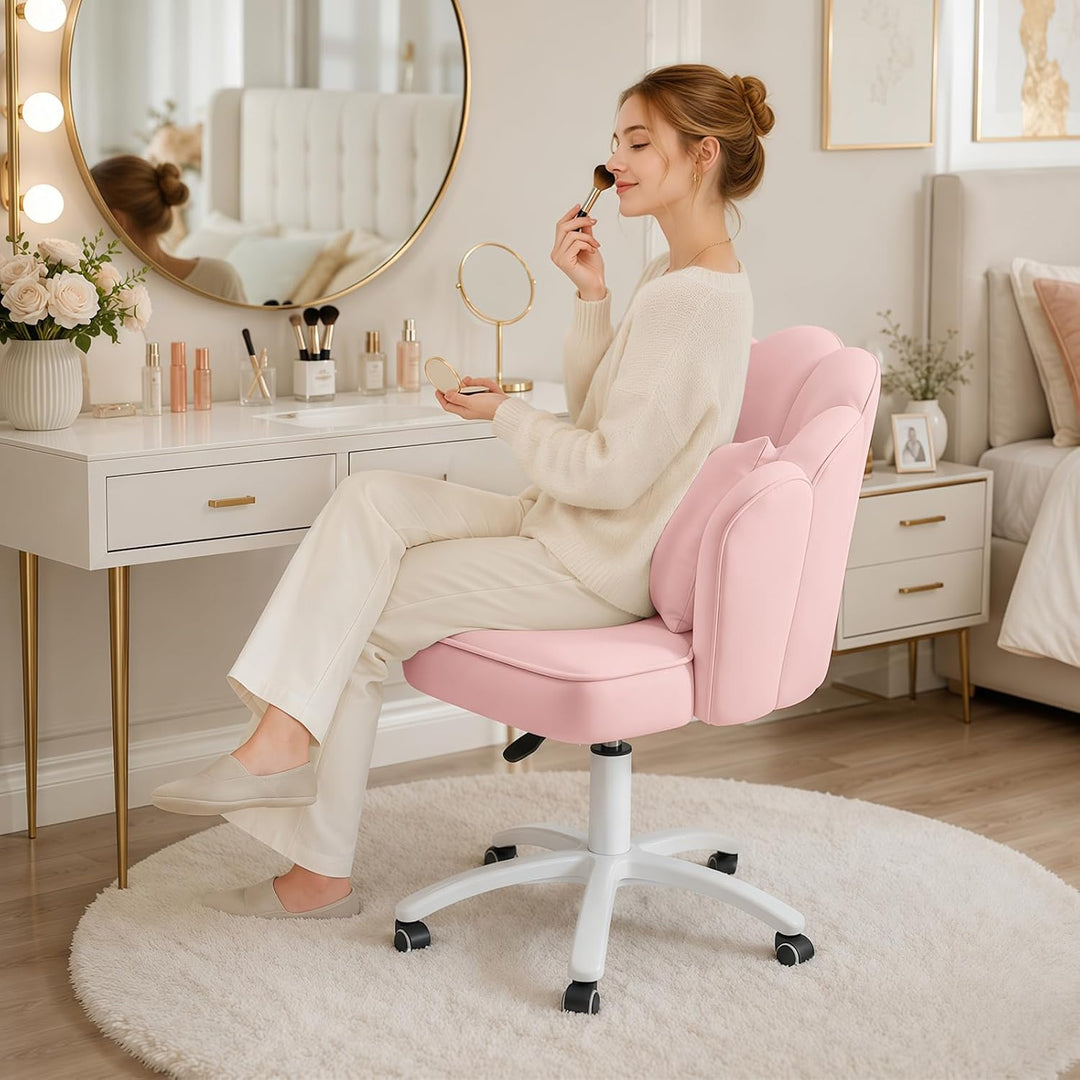Vanity Sessel Velvet Petal Schreibtischstuhl - Moderner Polstersessel mit Rückenlehne und Steppung,
