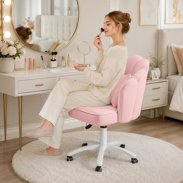 Vanity Sessel Velvet Petal Schreibtischstuhl - Moderner Polstersessel mit Rückenlehne und Steppung,