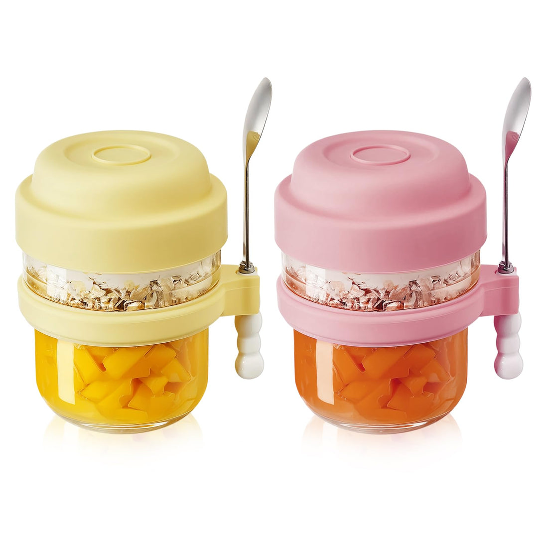 2 Stück Müslibecher, Praktischer Joghurtbecher to go, Müslicup, Overnight Oats Behälter, Joghurt To