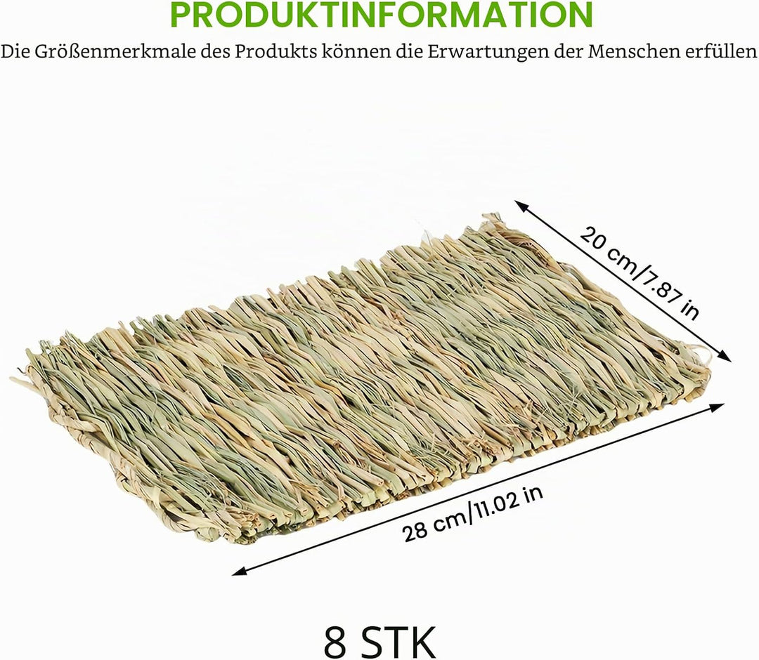 GBKDQQ 8 Stück Kleintier Grasmatten, 28x20cm Grasmatte Gewebte, Kaninchen-Bett, Natürliche Sicher un