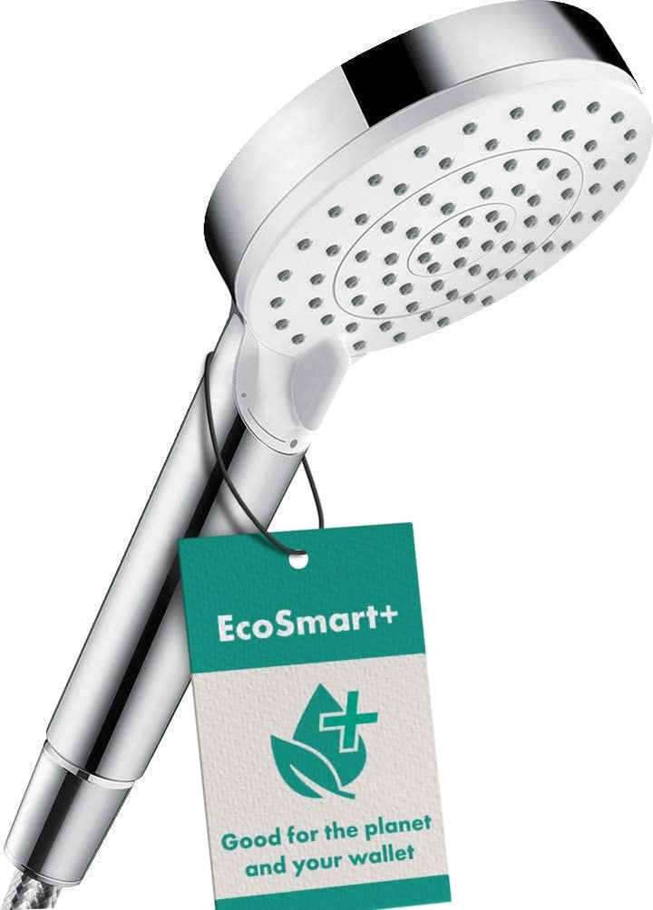 hansgrohe wassersparender Duschkopf Crometta, Sparduschkopf 6l/min, Duschbrause, 2 Strahlarten, Weis