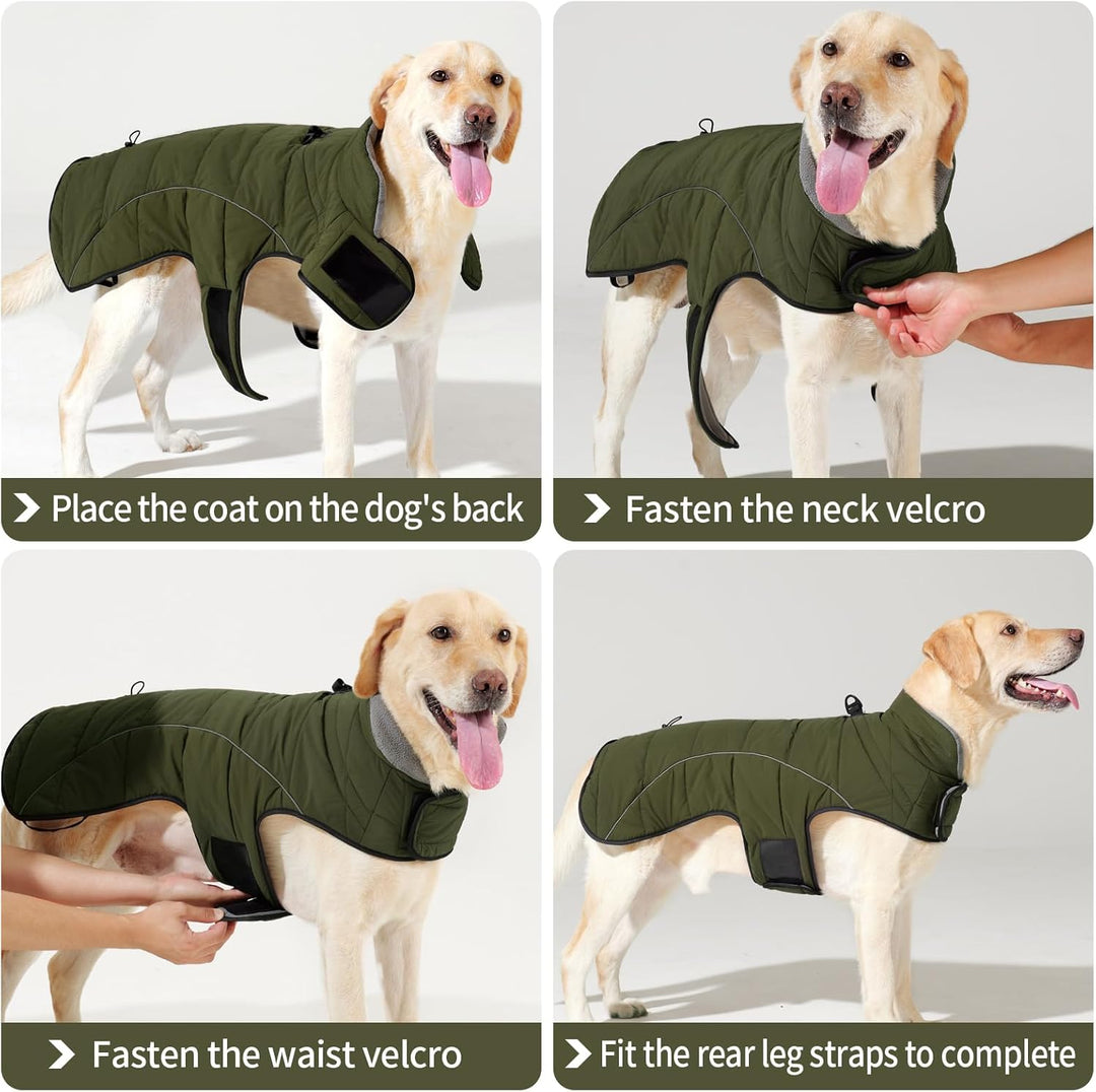 LIANZIMAU Hundejacke Wasserdichter Hundemantel Reflektierende Jacke für kaltes Wetter mit weichem Fl