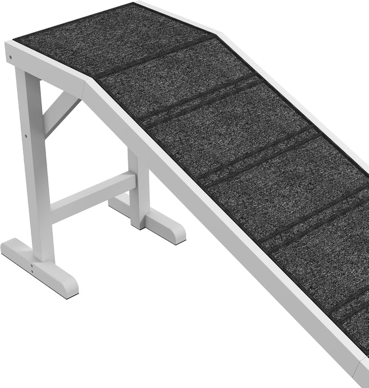PawHut Hunde-Rampe für Bett, Haustier-Rampe für Hunde mit rutschfestem Teppich und oberer Plattform,