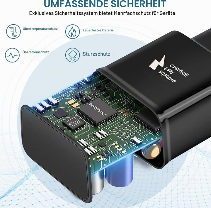 3er Pack USB Ladegerät mit Ladekabel USB C Schnellladekabel für Samsung Galaxy A16 A15 A14 A13 A05s