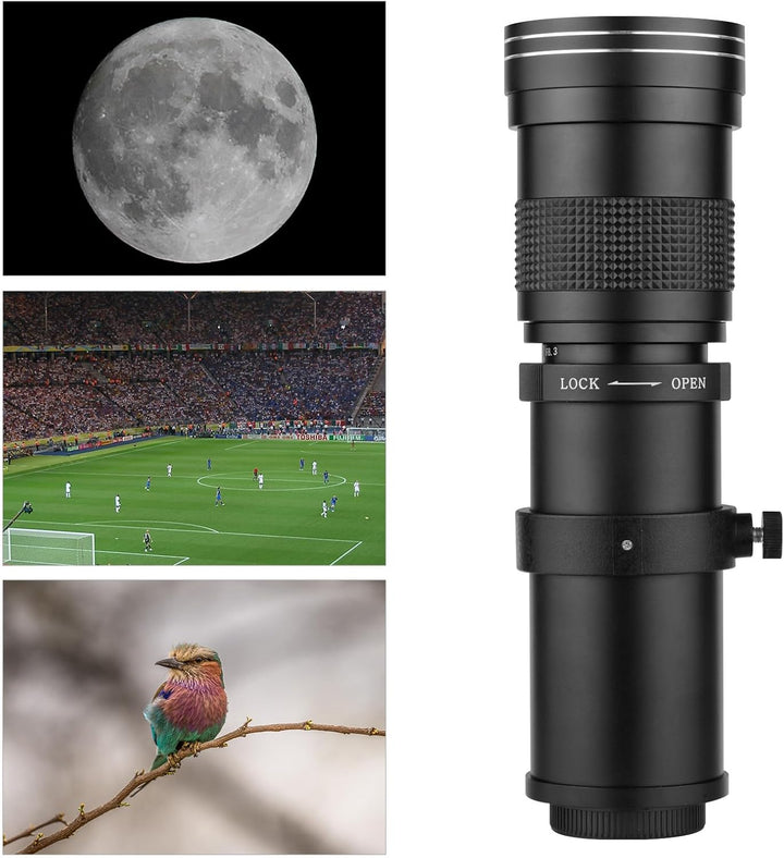 Andoer Kamera-MF-Supertelezoomobjektiv F/8.3-16 420–800 mm T-Mount Universal-1/4-Gewinde Ersatz-Voll
