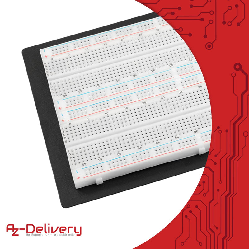 AZDelivery 5 x SYB-1660 Lötfreies Breadboard-Protoboard | Testschaltung Breadboard-Kit | Tie-Point 1