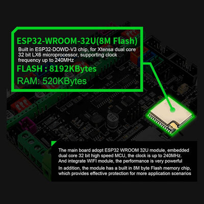 ESP32 3D-Drucker-Motherboard 32-Bit-Steuerplatinen-Kit 520 KB RAM 8192 K Flash 3D-Druckerteile