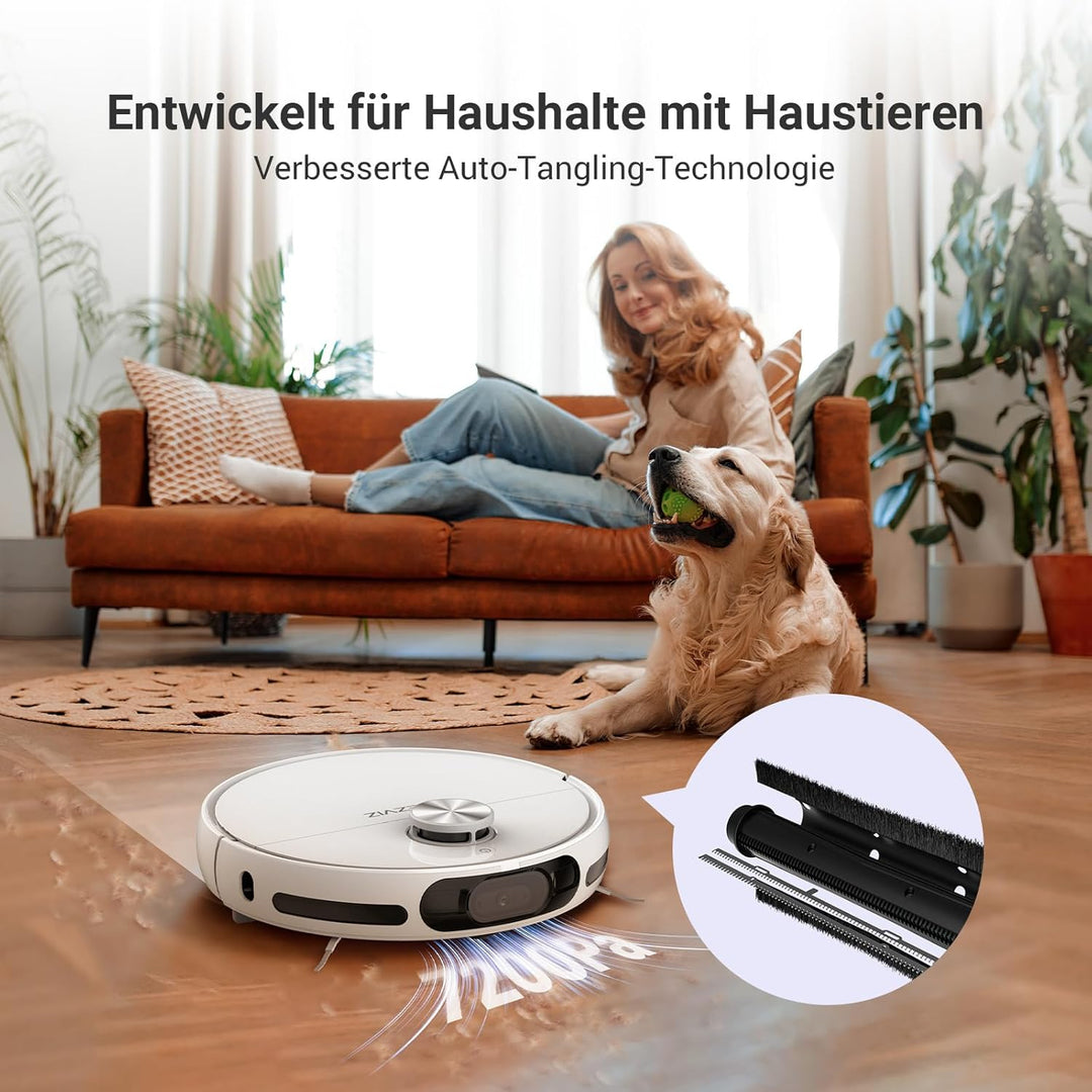 EZVIZ Saugroboter mit Wischfunktion und Absaugstation, 7200 Pa, Zero Tangle Bürste, Vielseitiger Tep