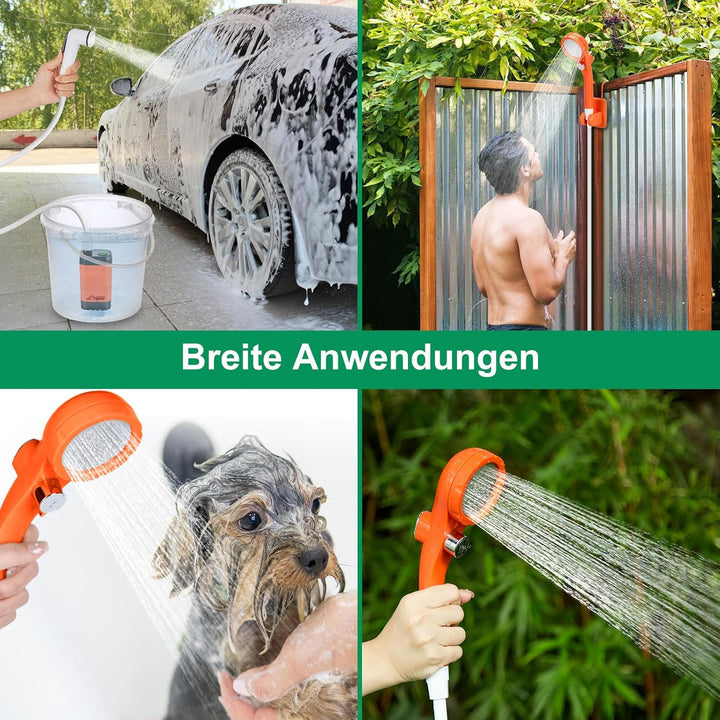 WADEO Tragbare Campingdusche Akku mit Pumpe, Camping Dusche Outdoor mit wiederaufladbarem 4500-mAh-A