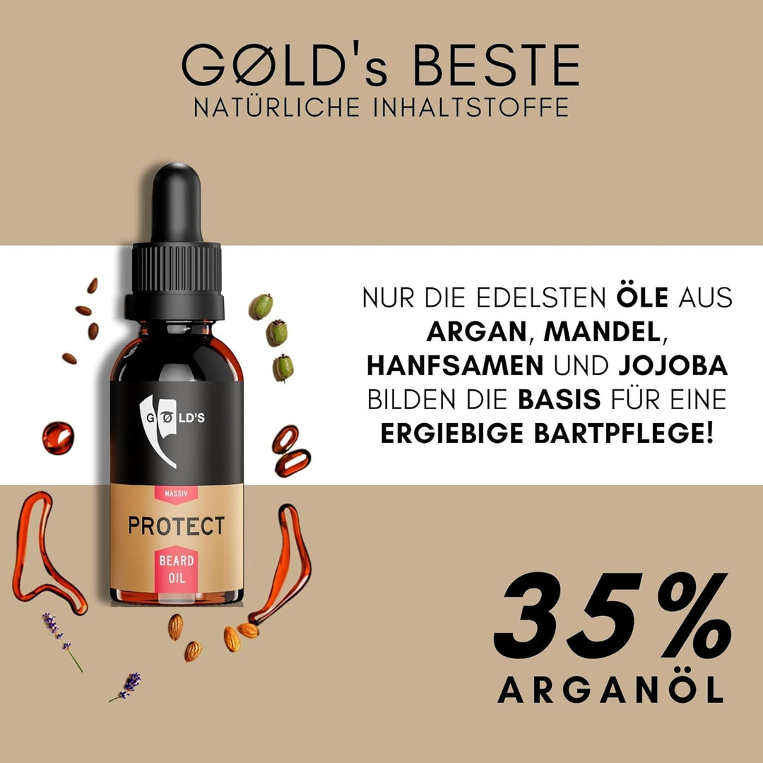 GØLD´s Bartöl Herren Protect aus Arganöl I 6 Monate Vorteilspack I Bartöl für weichen Bart I Bart Öl