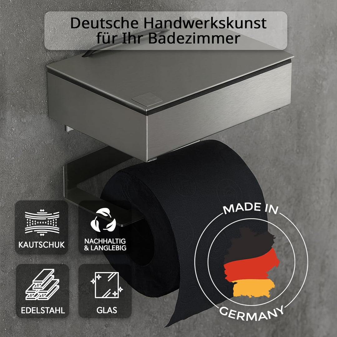 Toilettenpapierhalter mit Feuchttücherbox - Gehäuse Poliert & Abdeckung Edelstahl - befüllbar von Re