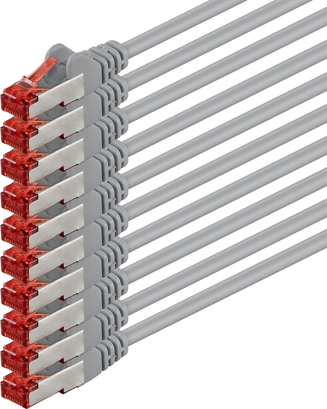 1aTTack.de 10x 10m - Cat 6 Netzwerk-Kabel Patch-Kabel Cat6 RJ45 SFTP - Grau 10m grau - 10 Stück, 10m