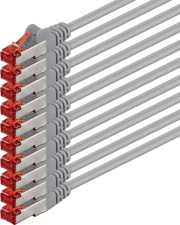 1aTTack.de 10x 10m - Cat 6 Netzwerk-Kabel Patch-Kabel Cat6 RJ45 SFTP - Grau 10m grau - 10 Stück, 10m