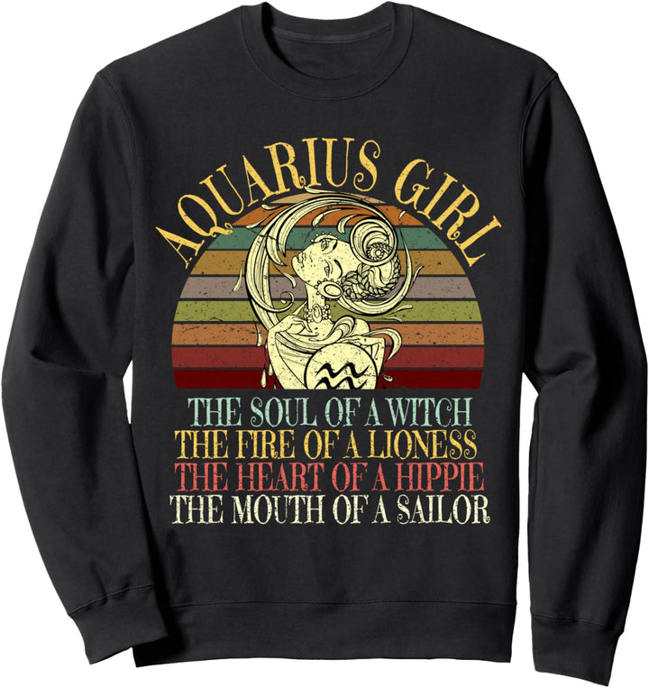 Aquarius Girl Zodiac January February Birthday Women Gift Sweatshirt