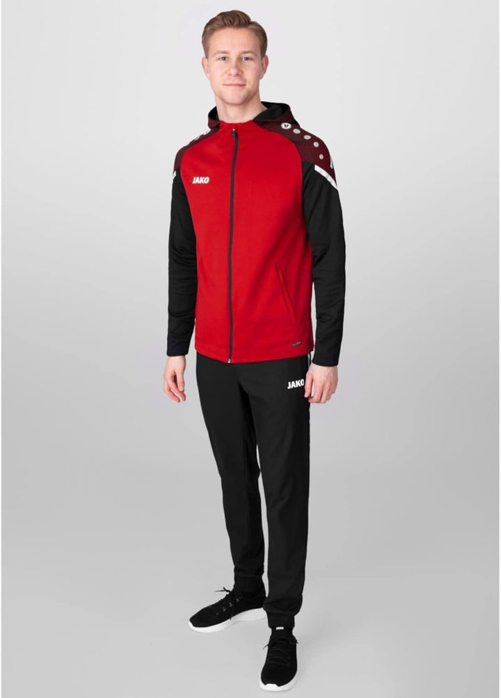 JAKO Herren Kapuzenjacke Performance, neonorange/weiss/marine, M, 6897, Rot/Schwarz