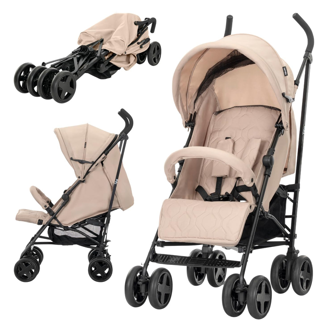 Lorelli Kinderwagen, Buggy IDA, schwenkbare Vorderräder, Rückenlehne verstellbar, Farbe:beige-schwar