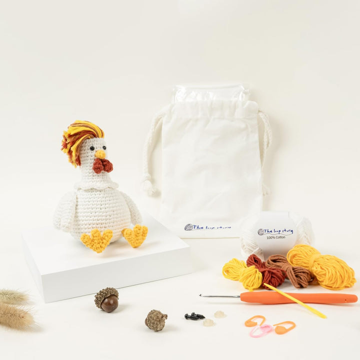 The loop story Häkelset Tiere Huhn Crochet kit mit Video-Kurs (Schritt für Schritt auf Englisch) – H