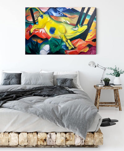 Franz Marc - Gelbe Kuh als Leinwandbild / Grösse: 100x70 cm / Wandbild / Kunstdruck / fertig bespann