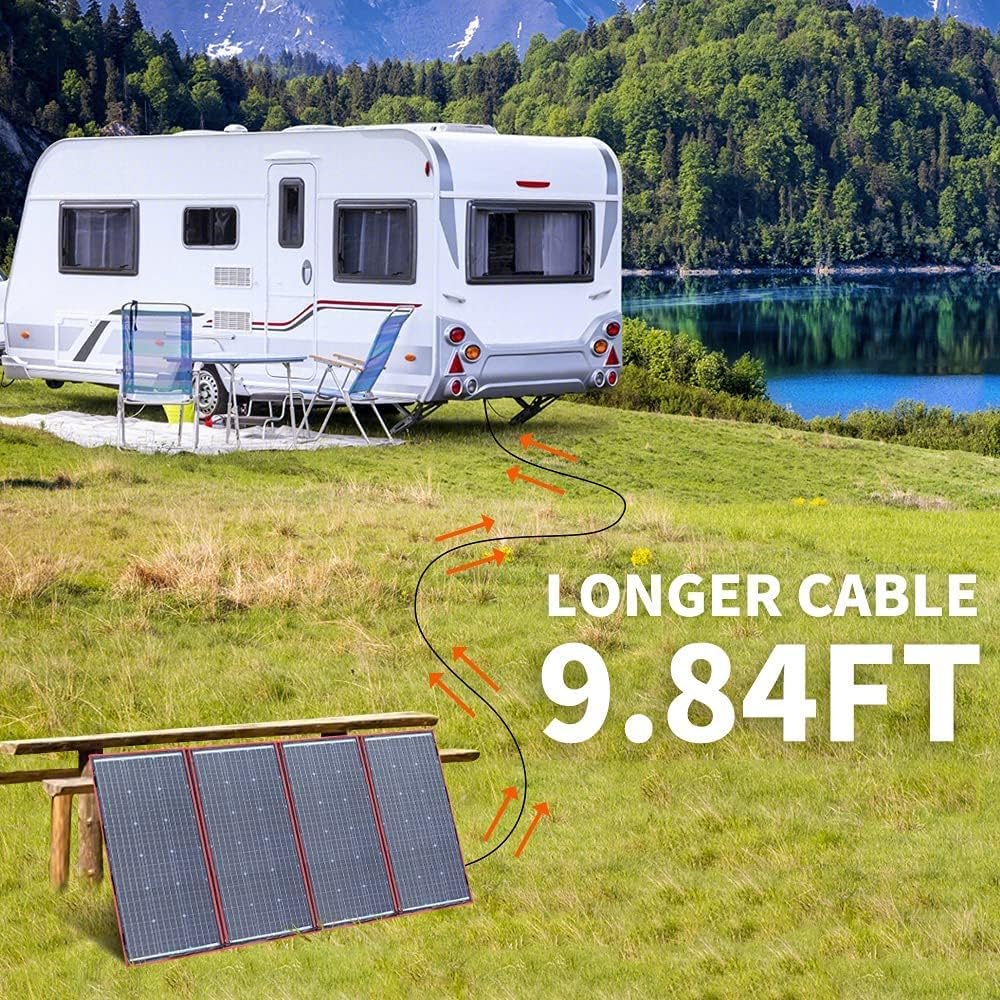 DOKIO 300W 18V Faltbar Solarmodule(54*104cm, 7,5kg) Monokristalline(Hohe Leistung) +Solar Controller