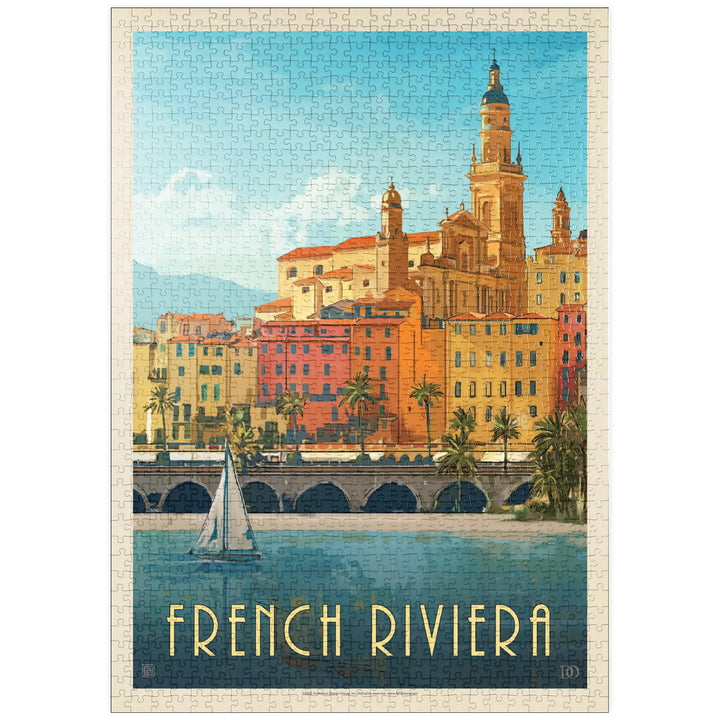 Frankreich: Côte d'Azur, Vintage Poster - Premium 1000 Teile Puzzle - MyPuzzle Sonderkollektion von